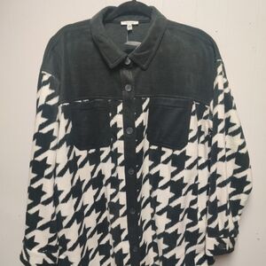 Maurices shacket Black cream off white houndstooth Size XL Womens Juniors NWT